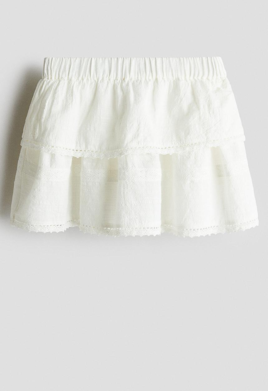 H&M - Lace-trimmed cotton skirt - white