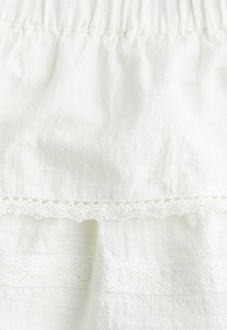 H&M - Lace-trimmed cotton skirt - white