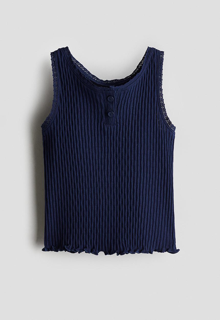 H&M - Pointelle cotton vest top - navy blue