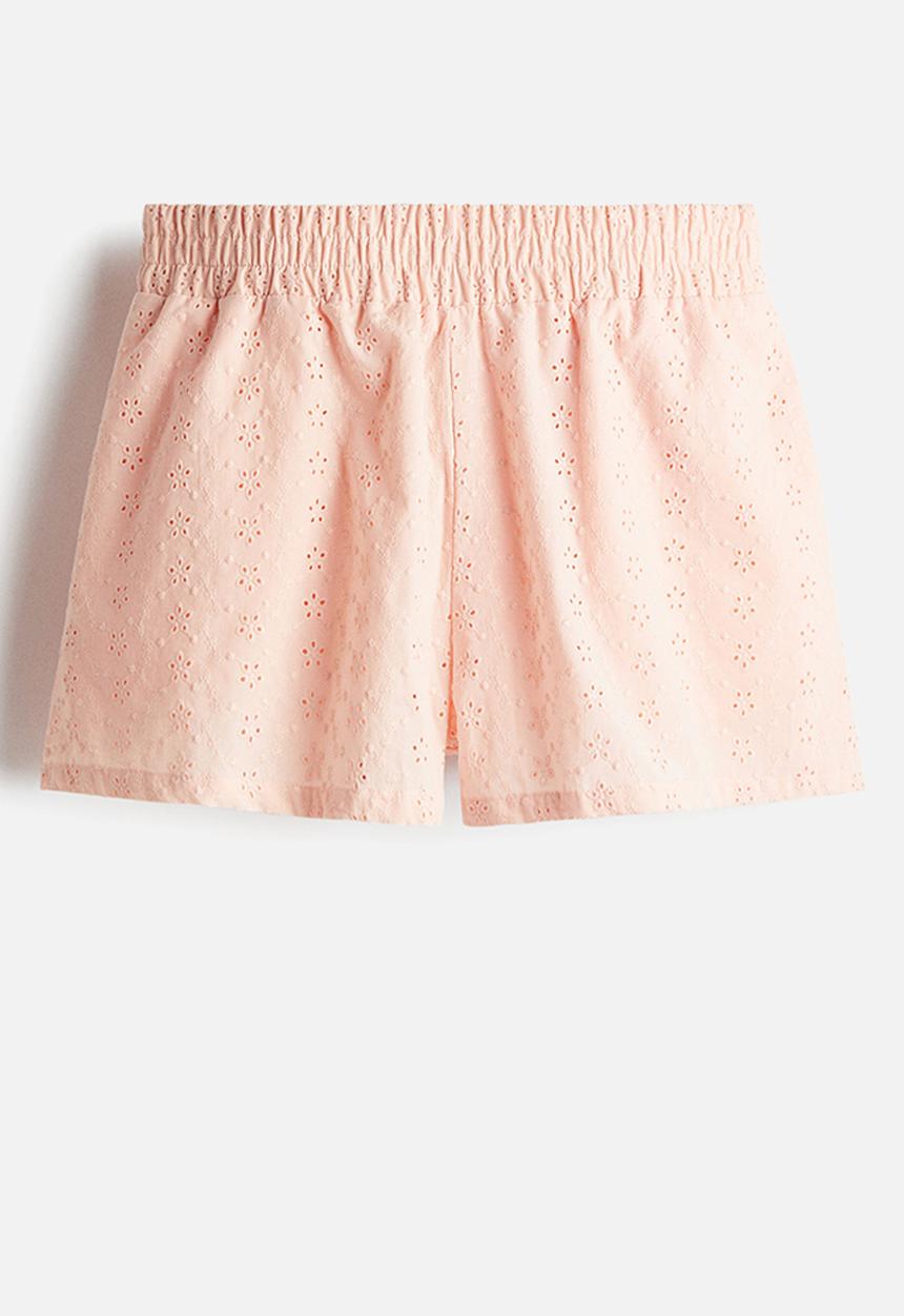H&M - High-waisted broderie anglaise shorts - light peach pink