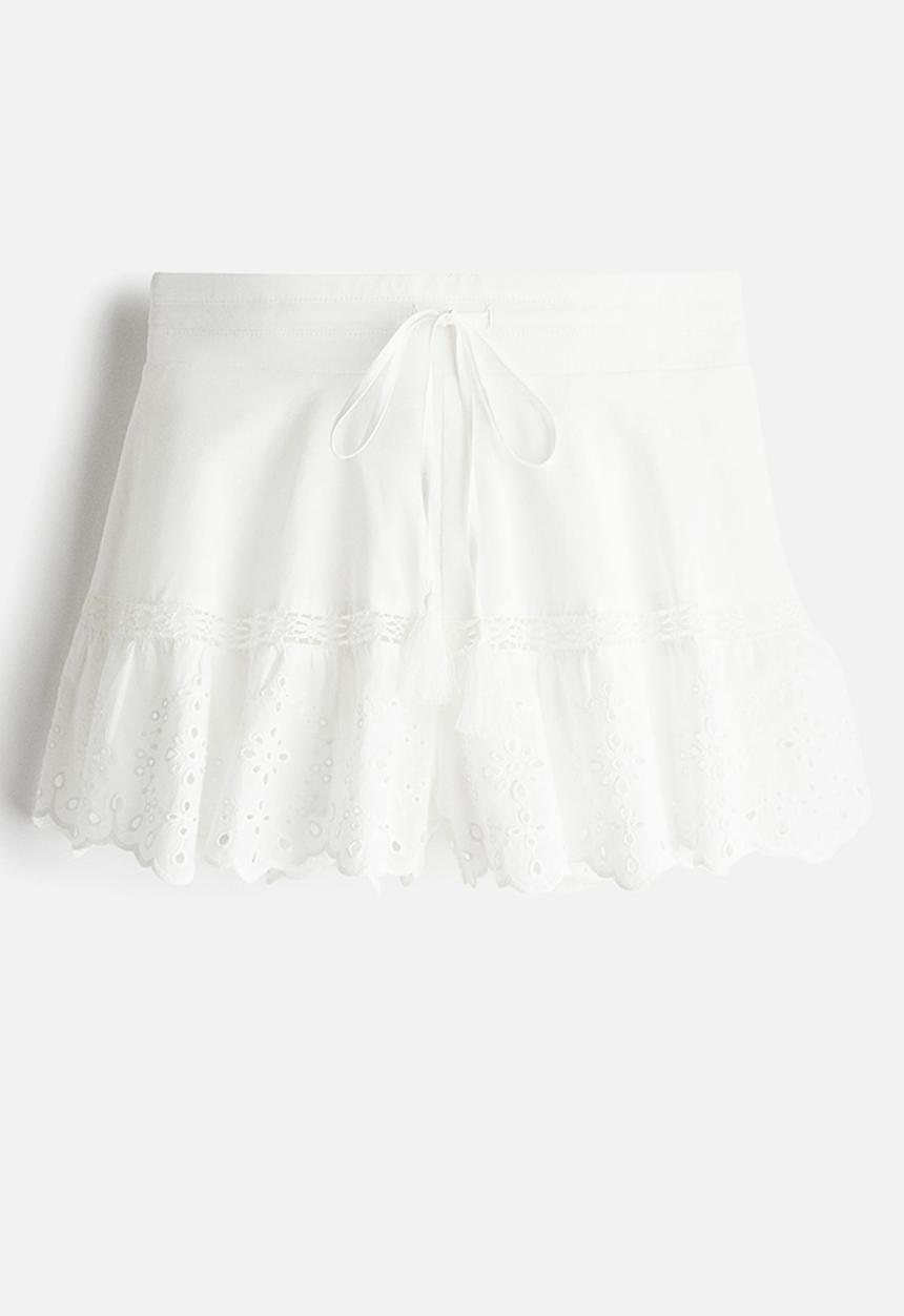 H&M - Broderie-anglaise drawstring shorts - white