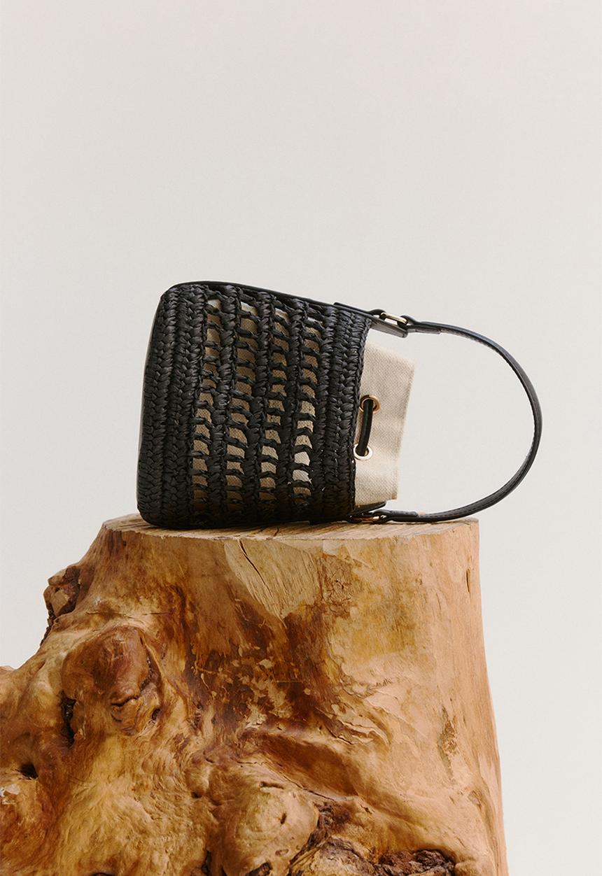 H&M - Straw crossbody bag - black