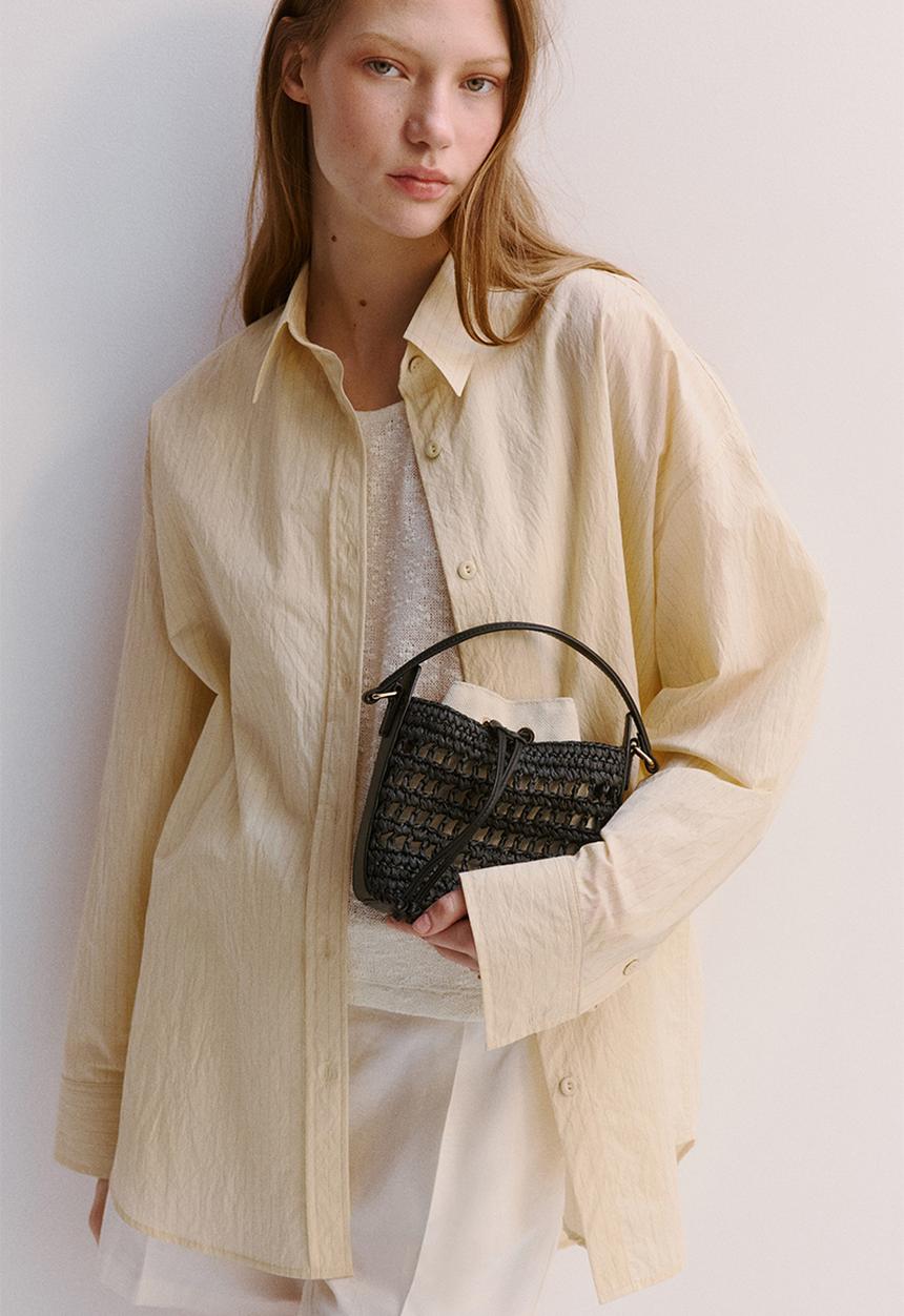 H&M - Straw crossbody bag - black