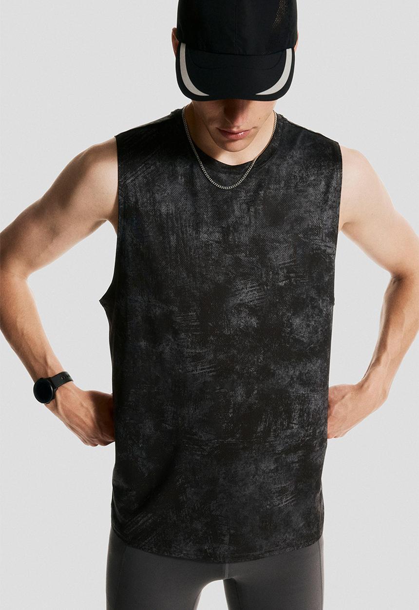 H&M - Regular fit sports vest top with drymove™ - dark grey patterned
