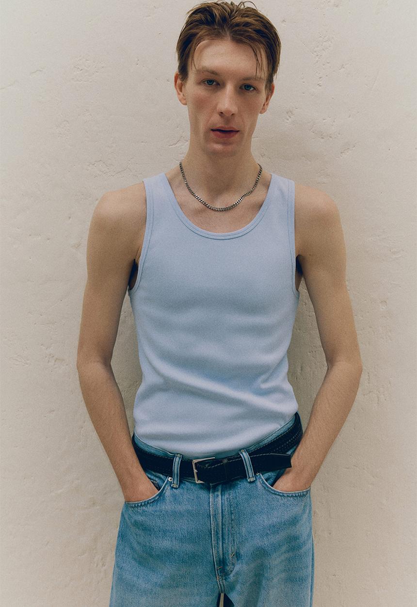 H&M - Slim fit ribbed vest top - blue