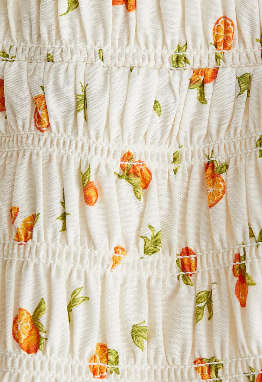 H&M - Smocked dress - cream oranges