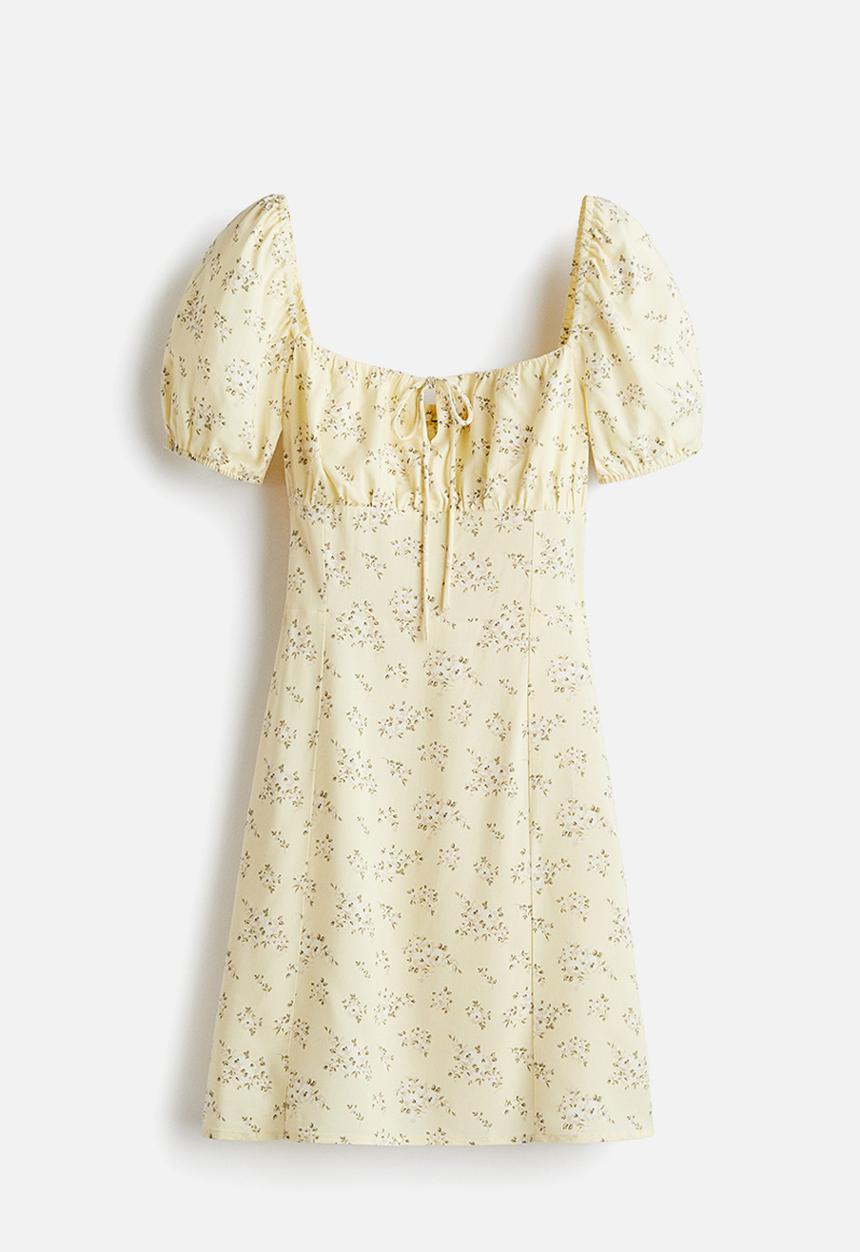 H&M - Puff-sleeved dress - yellow floral
