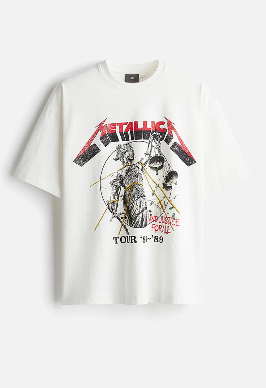 H&M - Oversized fit T-shirt - white/metallica 