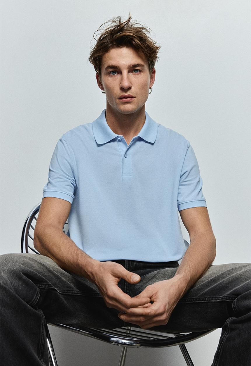 H&M - Regular fit piqué polo shirt - light blue