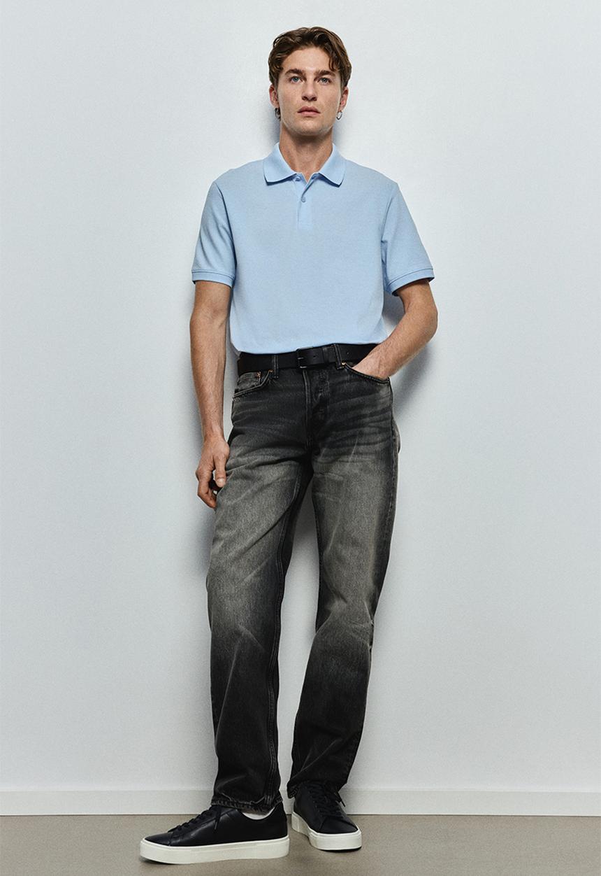 H&M - Regular fit piqué polo shirt - light blue