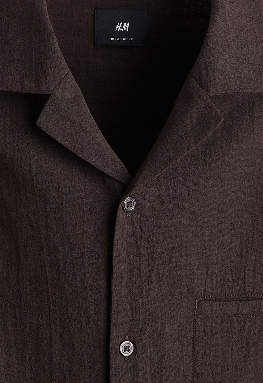 H&M - Regular fit resort shirt - dark brown