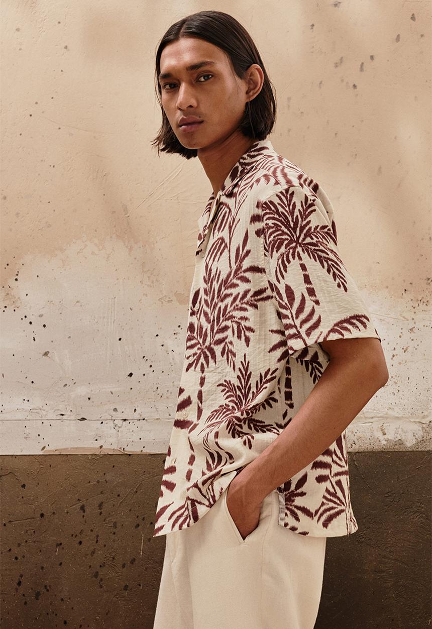 H&M - Regular fit resort shirt - beige patterned