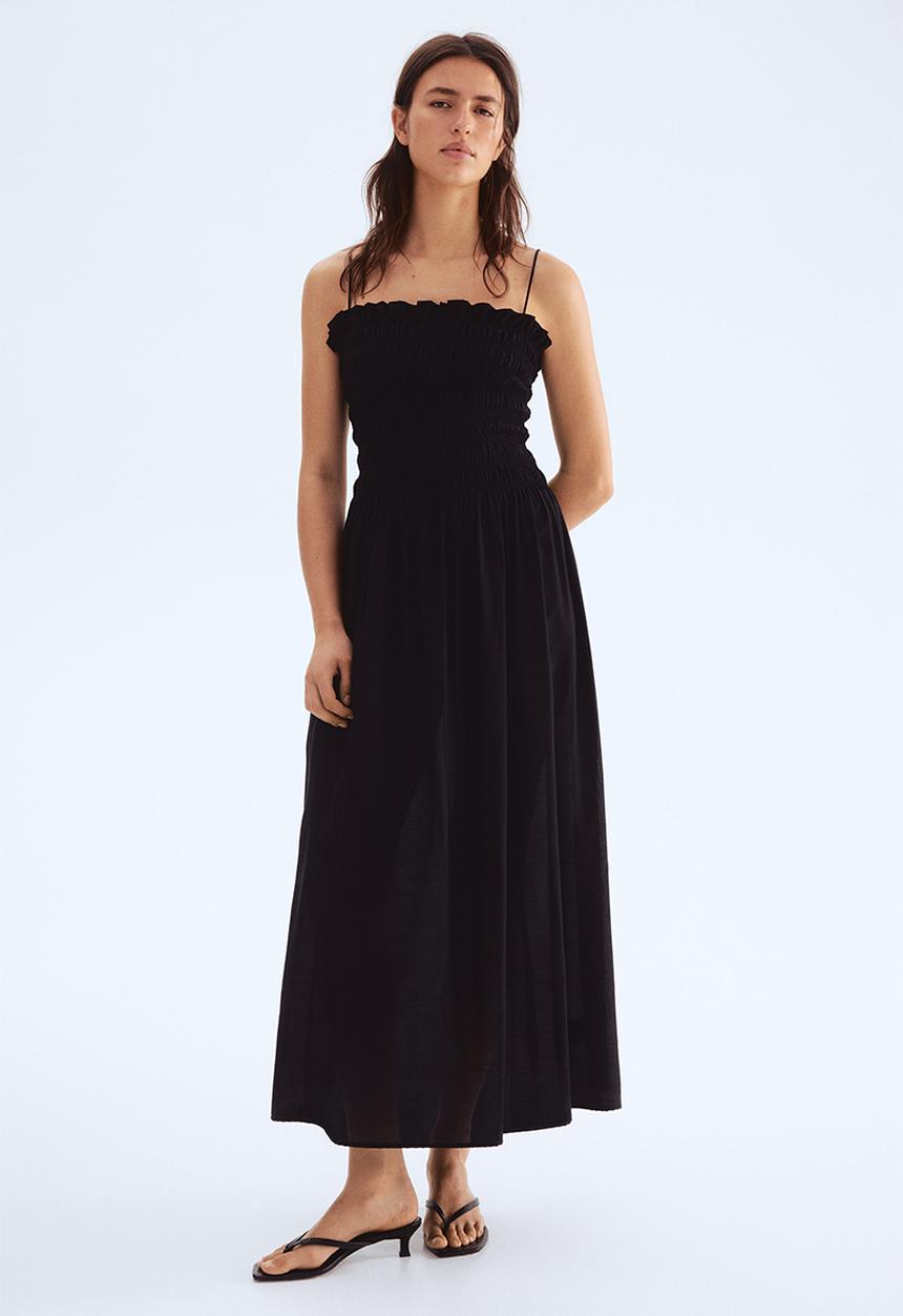 H&M - Smocked-bodice strappy dress - black