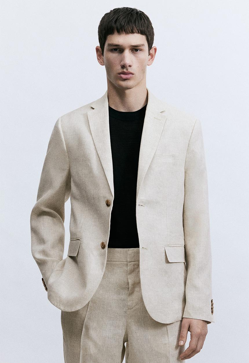 H&M - Slim fit linen jacket - light beige