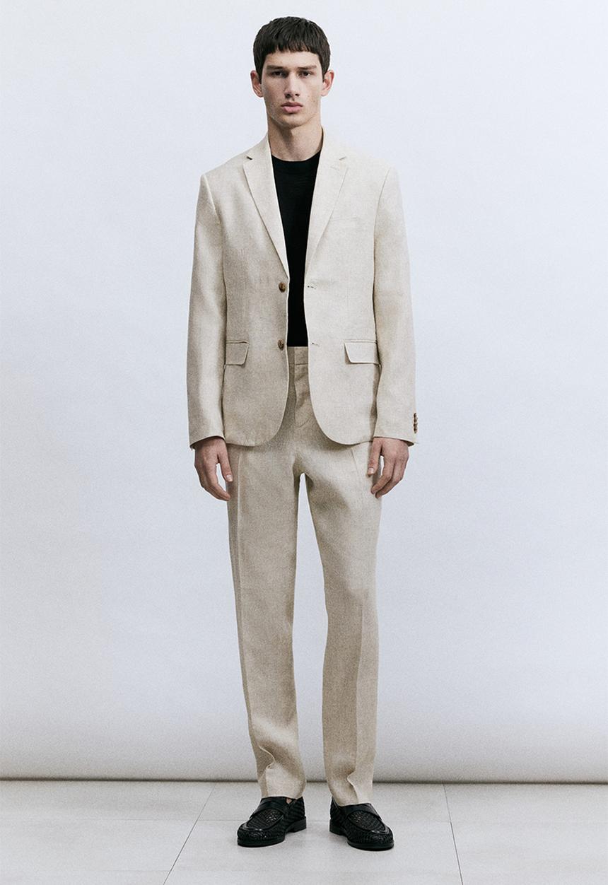 H&M - Slim fit linen jacket - light beige
