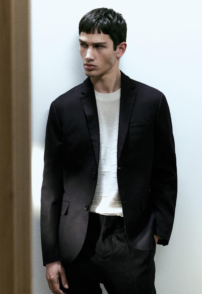 H&M - Slim fit linen jacket - navy blue