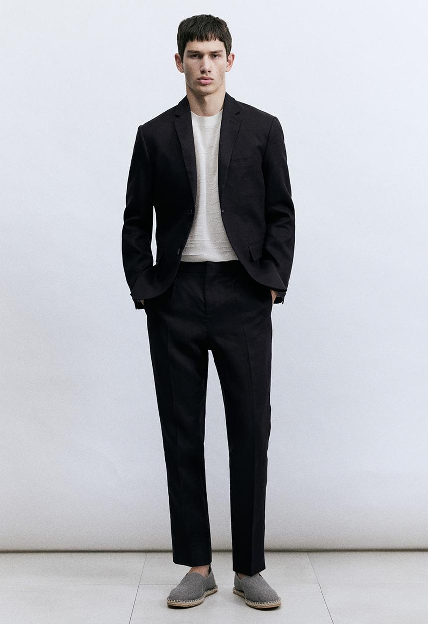 H&M - Slim fit linen jacket - navy blue