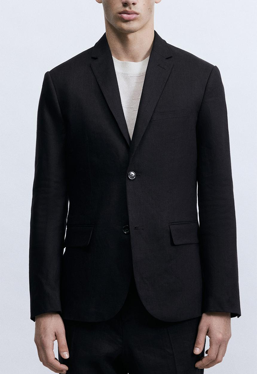 H&M - Slim fit linen jacket - navy blue