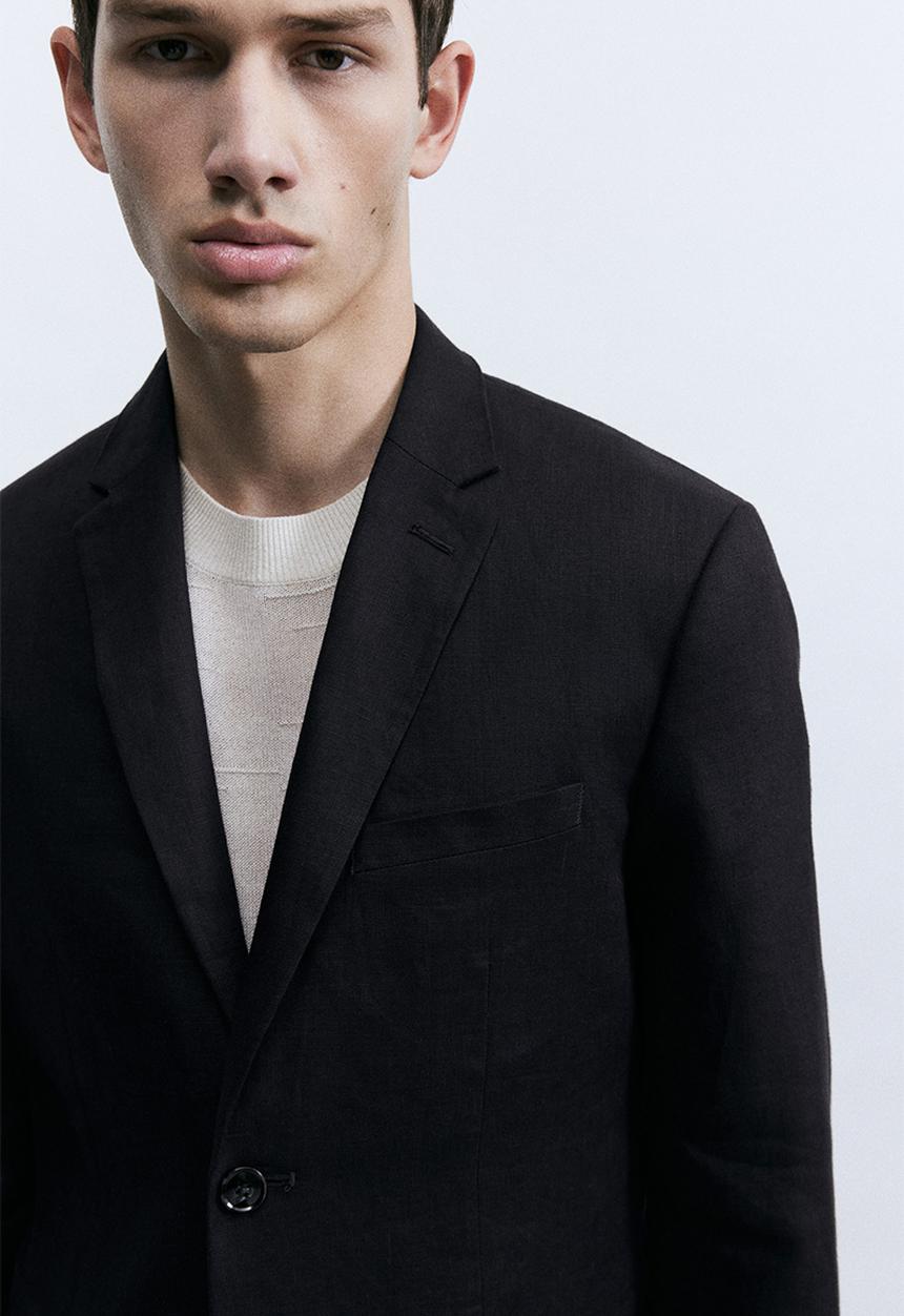 H&M - Slim fit linen jacket - navy blue
