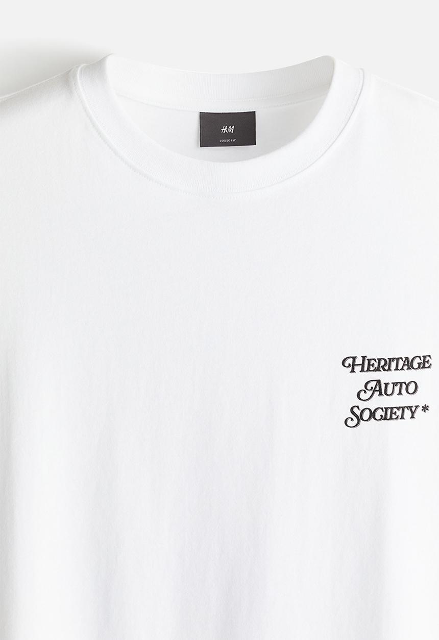 H&M - Loose fit printed T-shirt - white/heritage