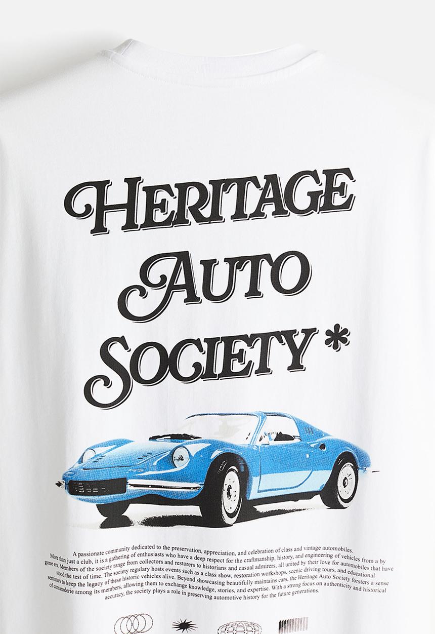 H&M - Loose fit printed T-shirt - white/heritage
