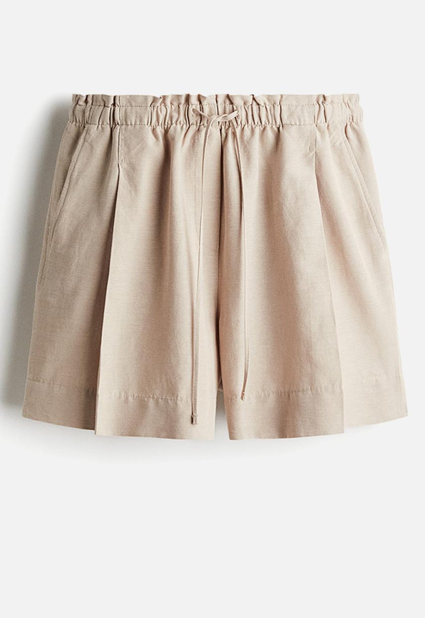 H&M - Linen-blend drawstring shorts - light beige