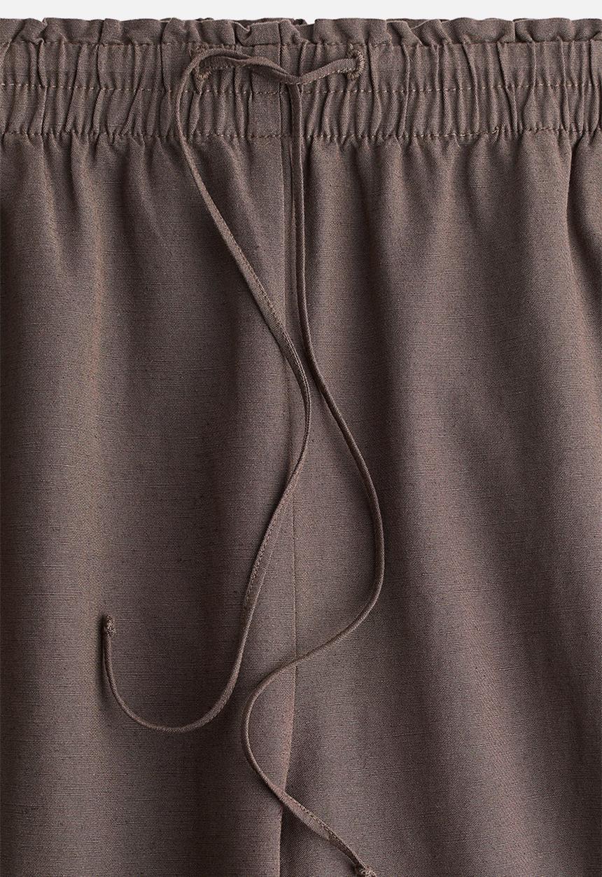 H&M - Wide linen-blend trousers - dark brown