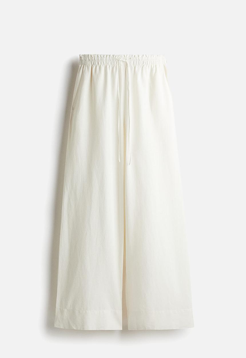 H&M - Wide linen-blend trousers - white