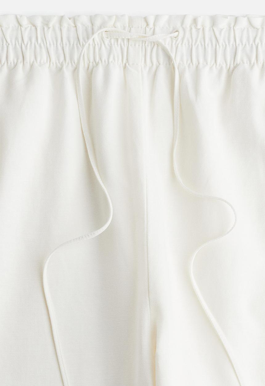 H&M - Wide linen-blend trousers - white