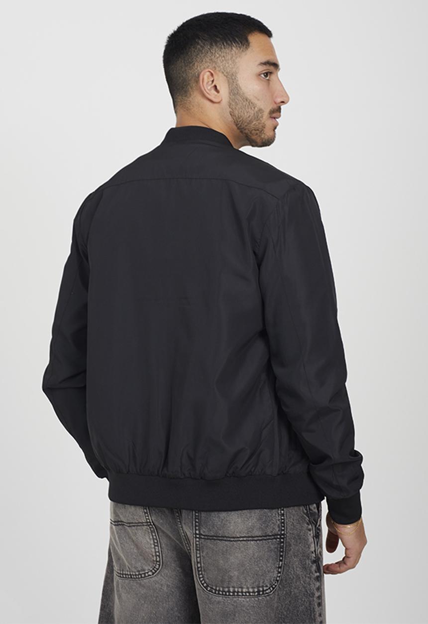 Brave Soul - Bomber Jacket With Ribbed Hem - Black