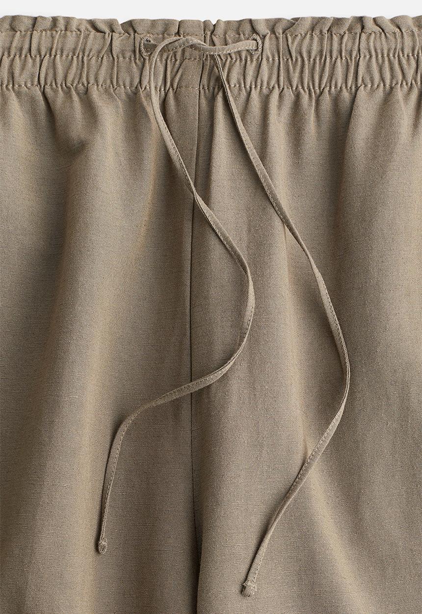 H&M - Wide linen-blend trousers - khaki green