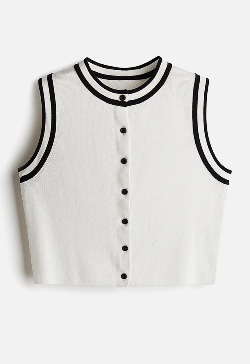H&M - Button-front sweater vest - white