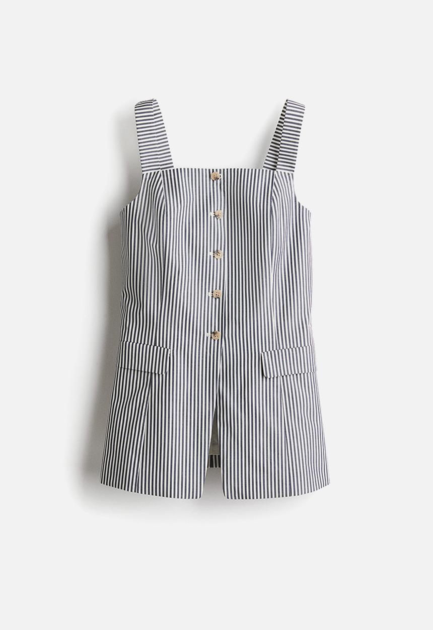 H&M - Long waistcoat - white striped