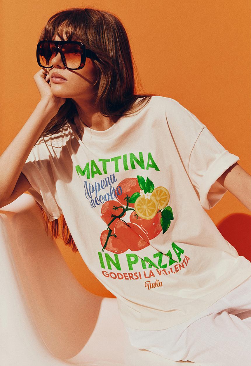 H&M - Oversized motif-detail t-shirt - white mattina 