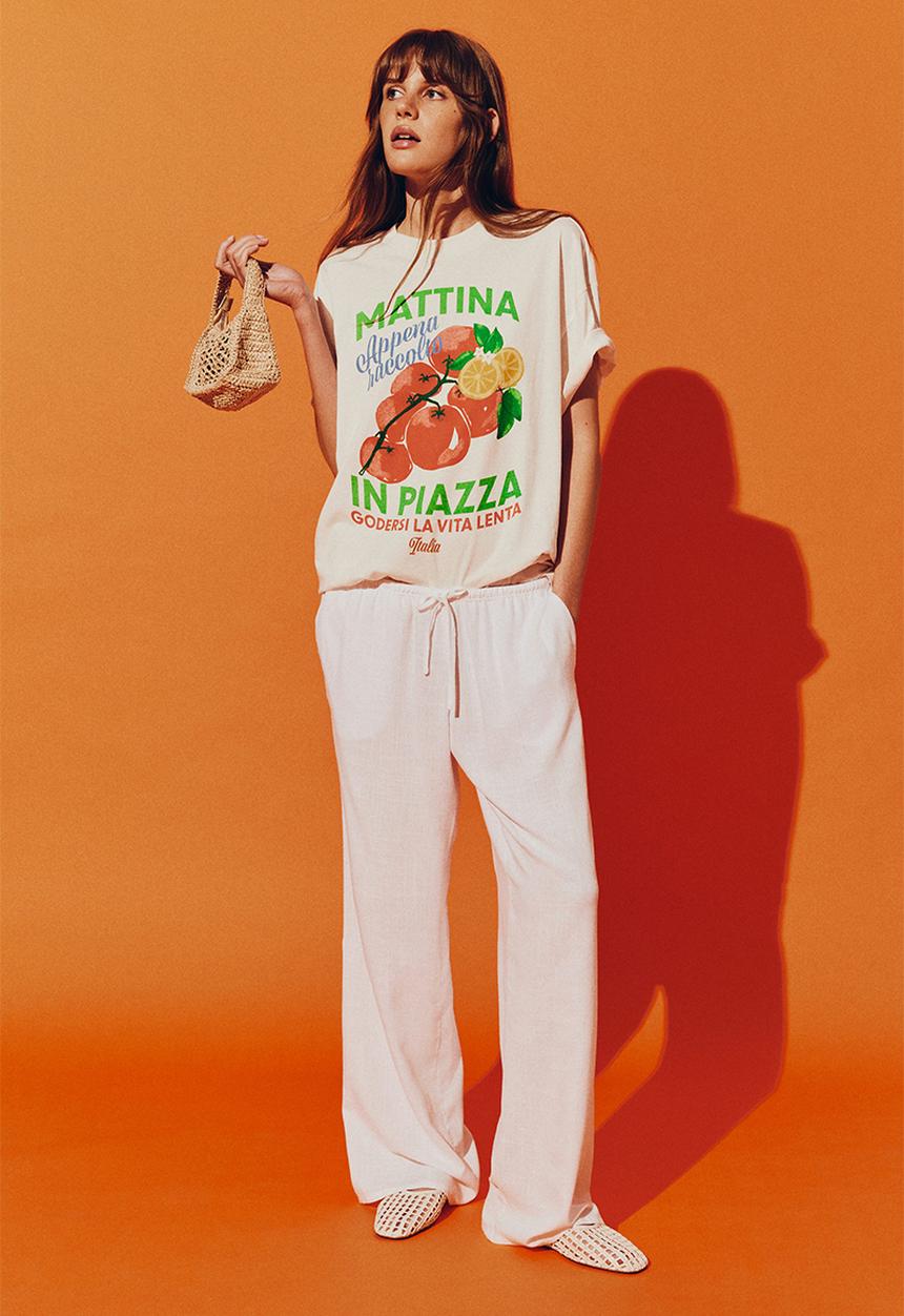 H&M - Oversized motif-detail t-shirt - white mattina 