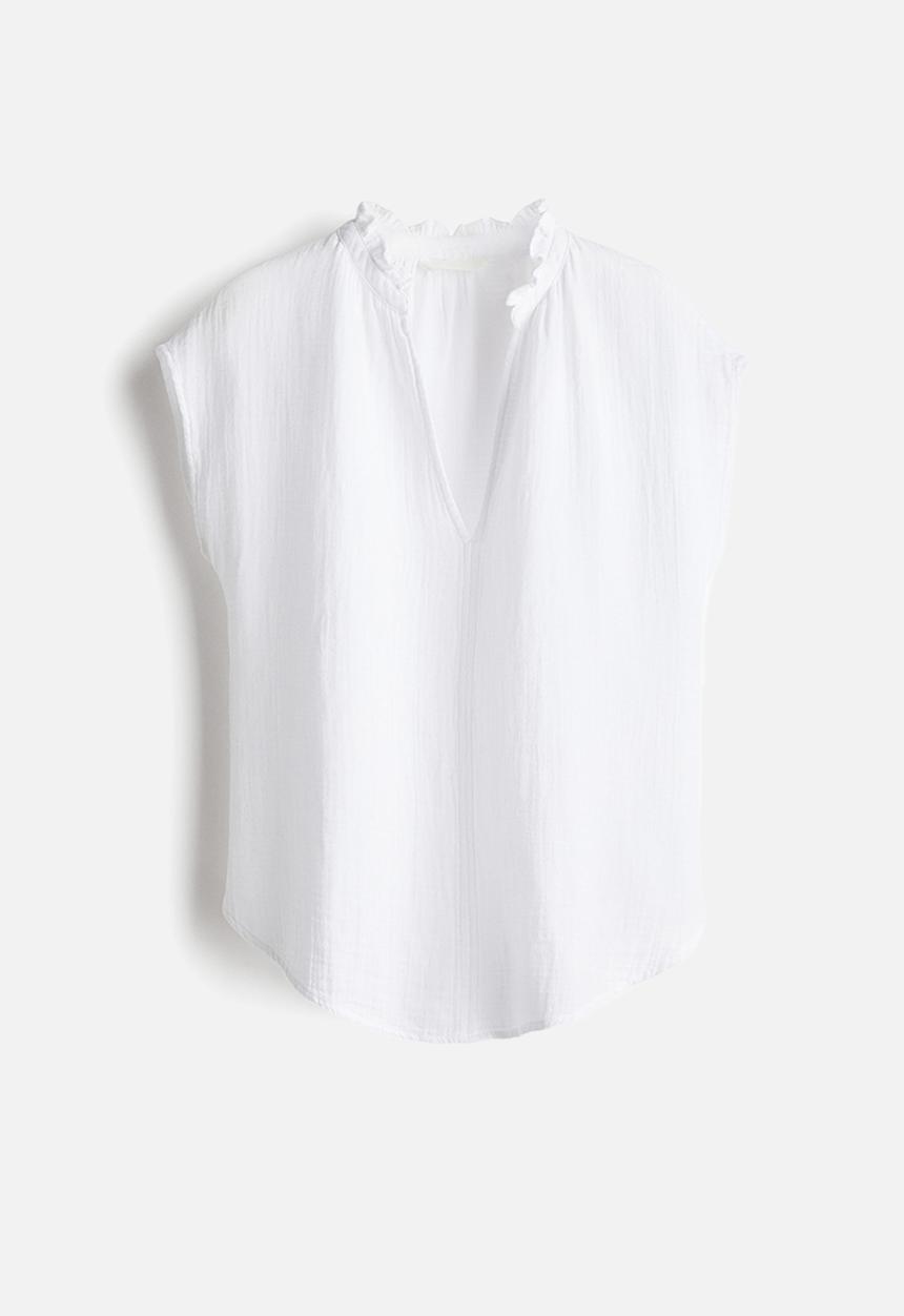 H&M - Cotton muslin blouse - white