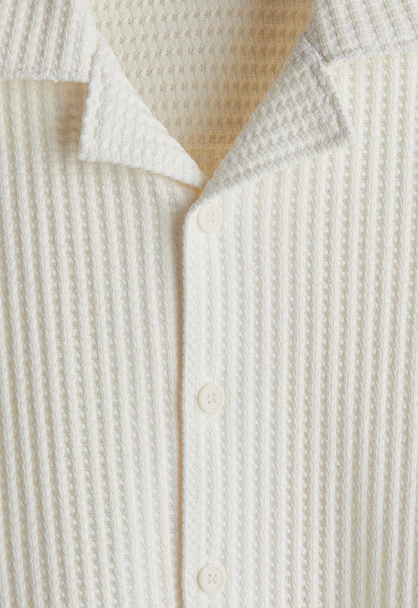 H&M - Loose fit waffled resort shirt - white