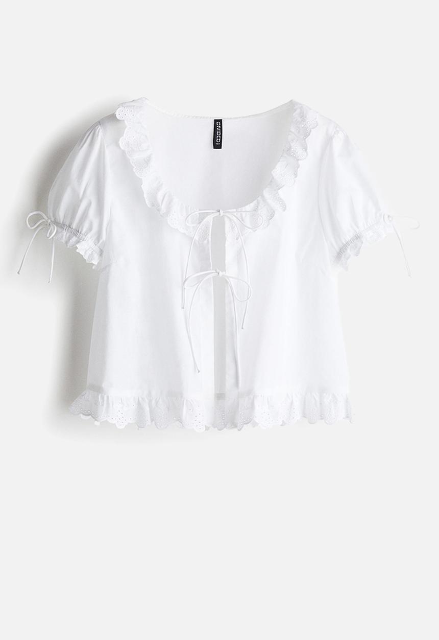 H&M - Frill-trimmed cotton blouse - white