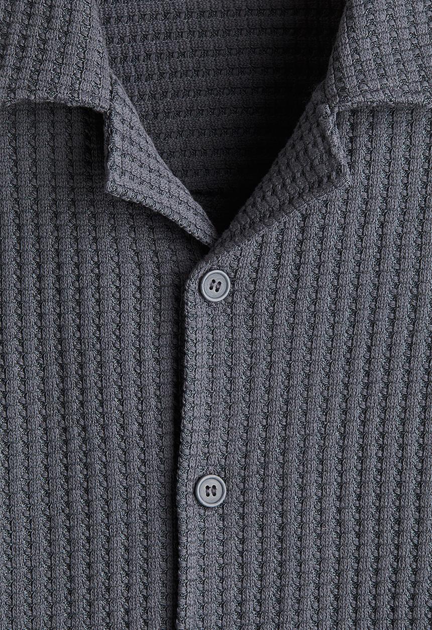 H&M - Loose fit waffled resort shirt - dark blue 