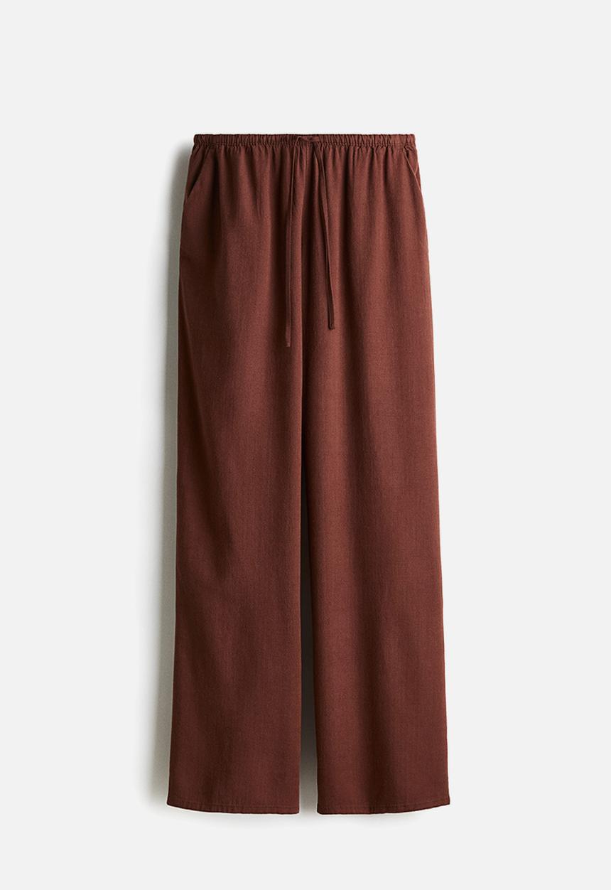H&M - Straight drawstring trousers - brown