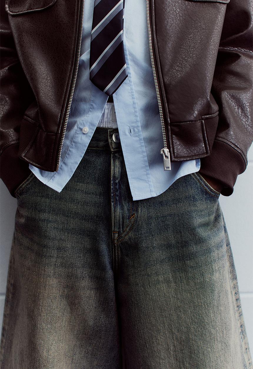 H&M - Super baggy denim shorts - denim blue