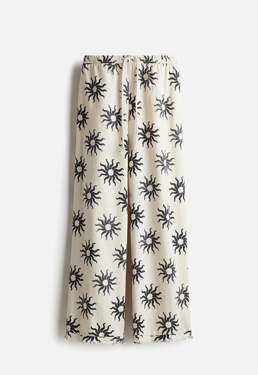 H&M - Linen-blend drawstring trousers - white suns