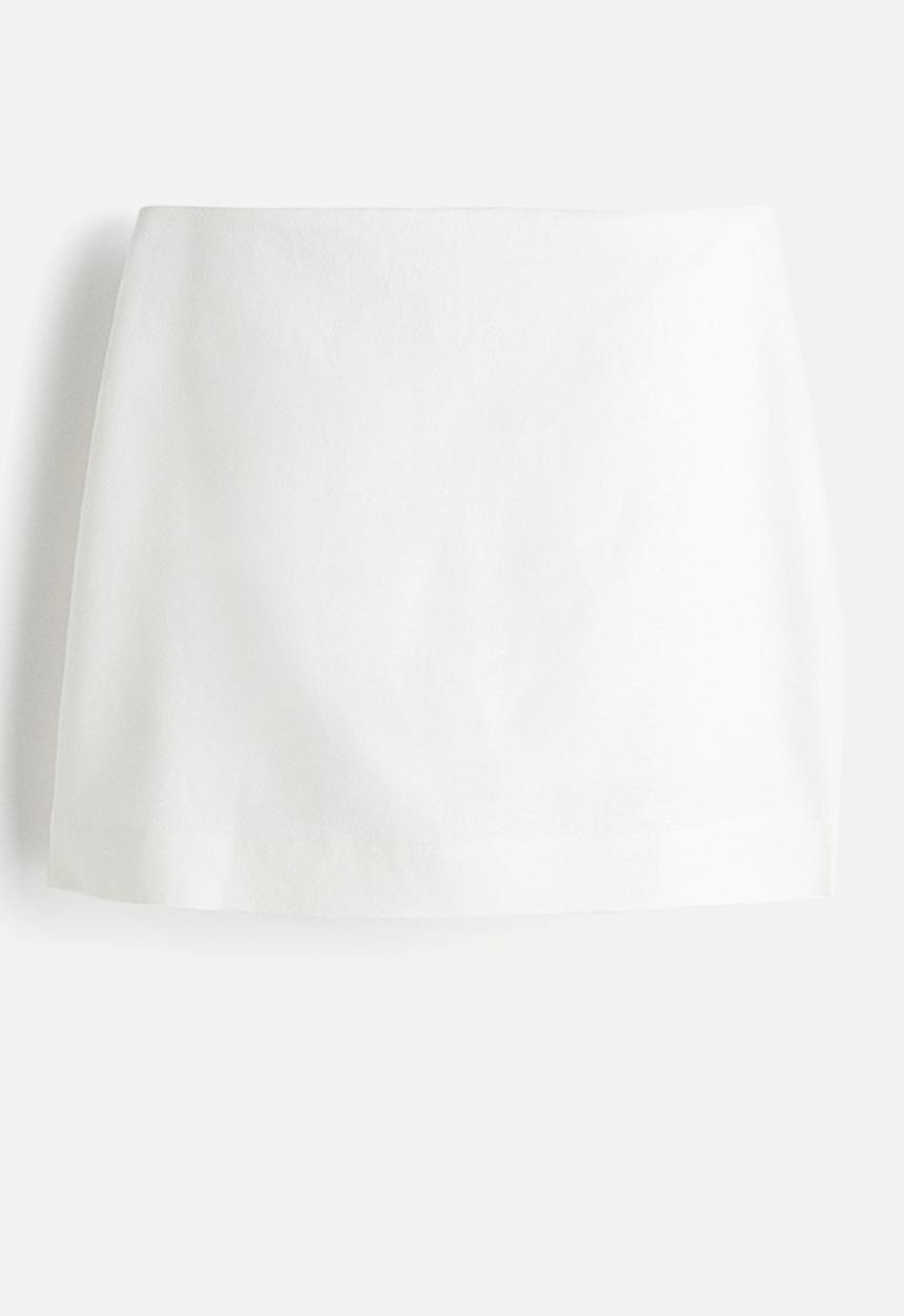 H&M - Linen-blend mini skort - white