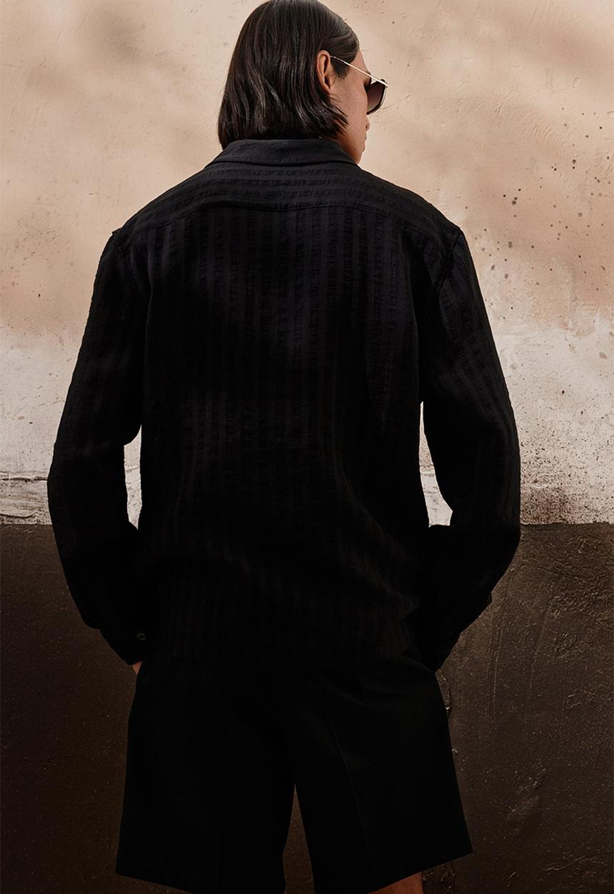 H&M - Regular fit long-sleeved resort shirt - black
