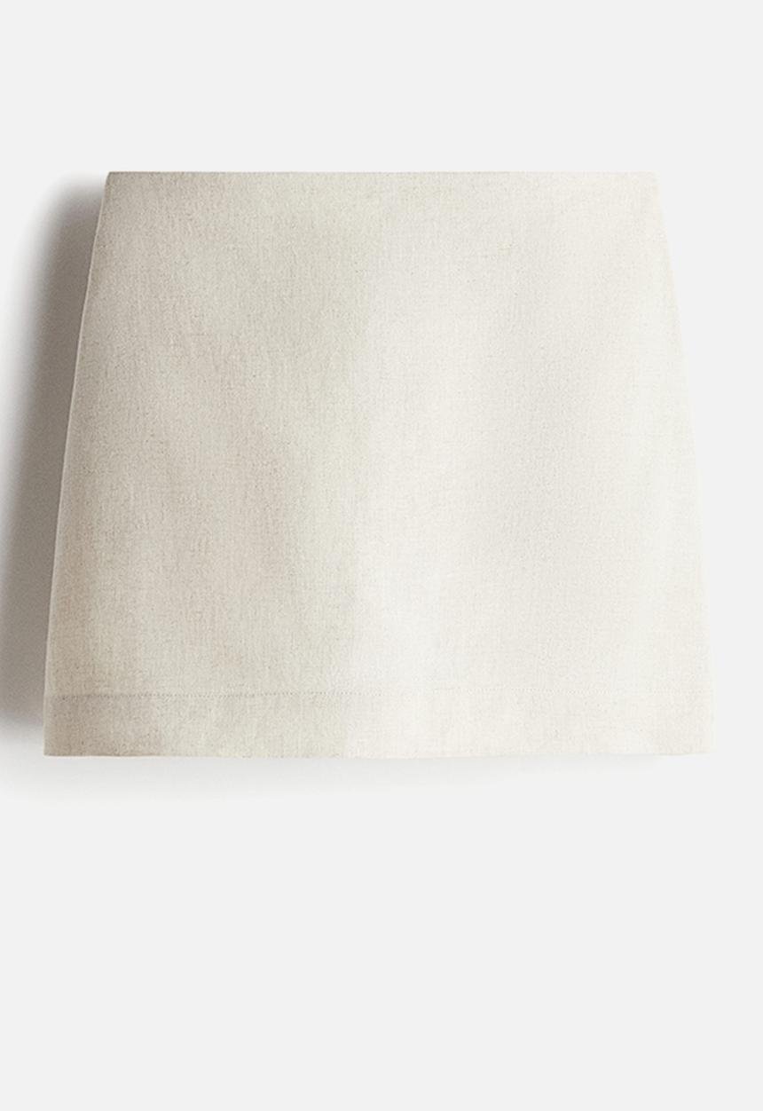 H&M - Linen-blend mini skort - light beige