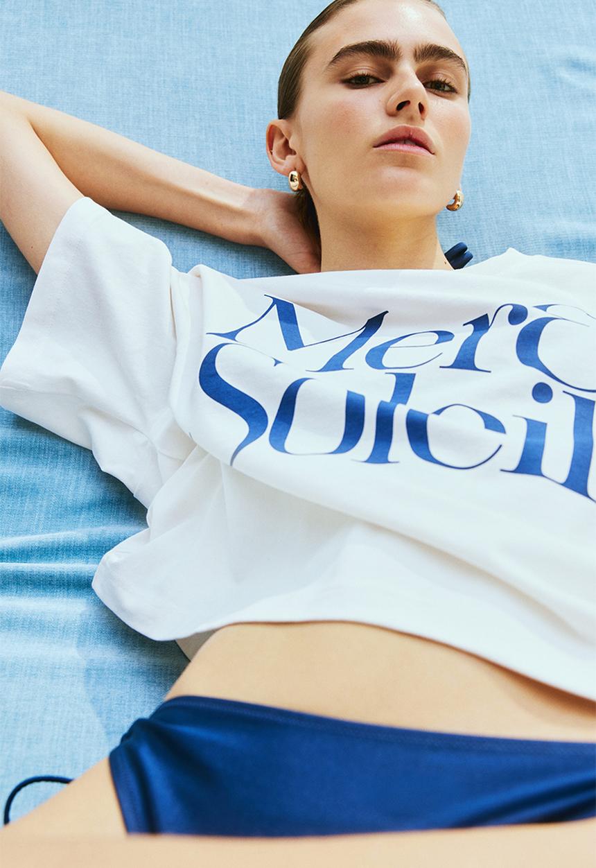 H&M - Cropped t-shirt - white mer & soleil