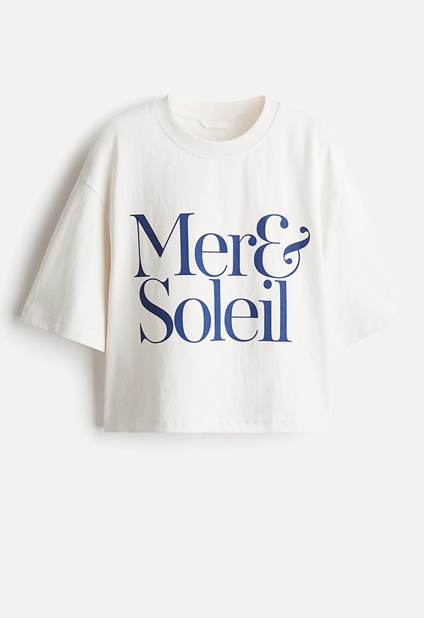 H&M - Cropped t-shirt - white mer & soleil