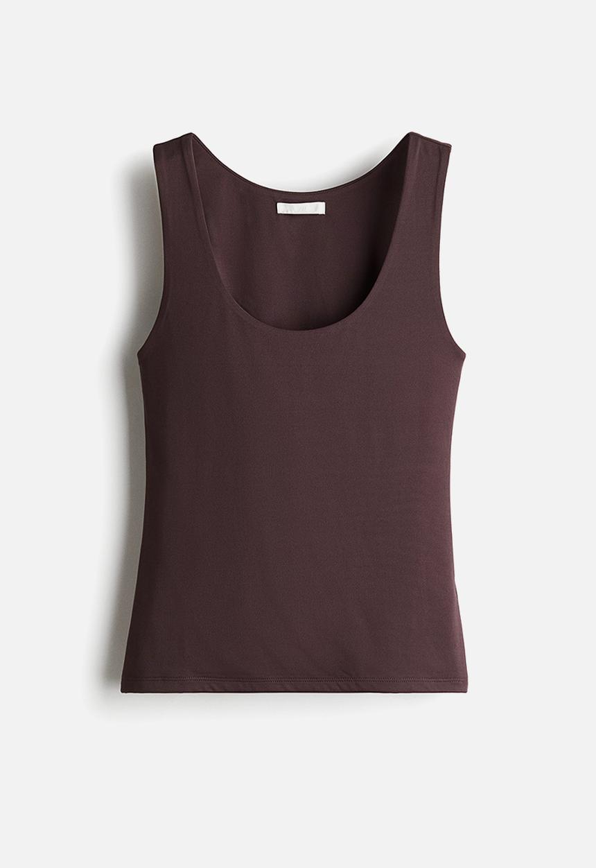 H&M - Microfibre vest top - dark brown