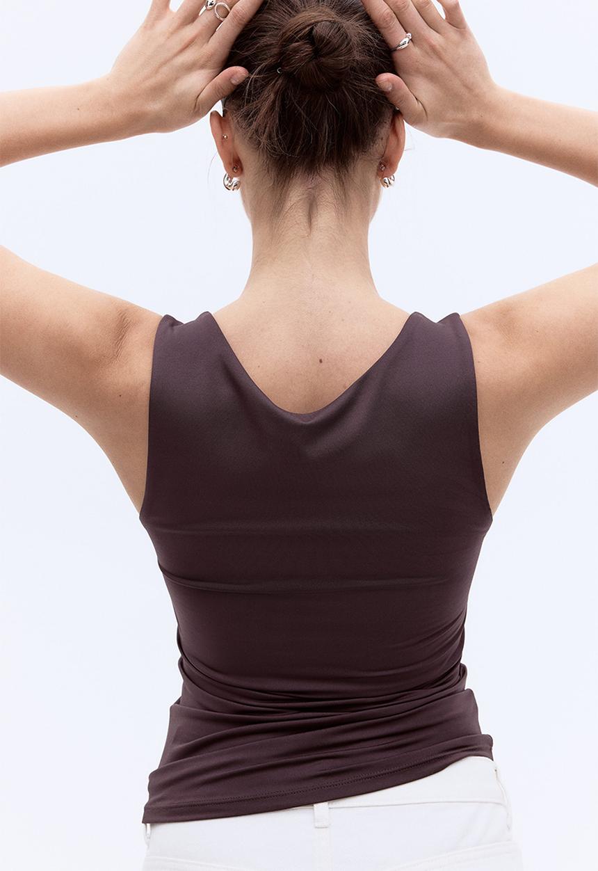 H&M - Microfibre vest top - dark brown