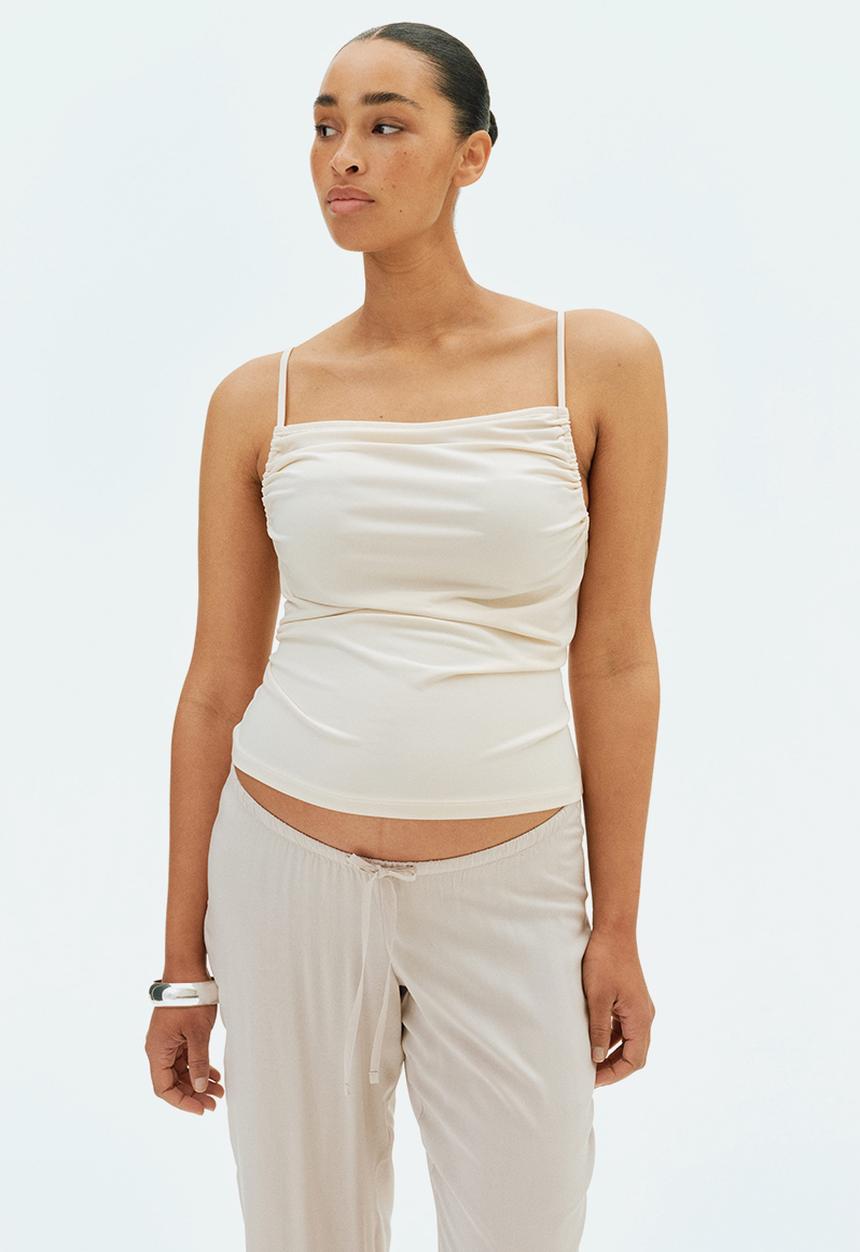 H&M - Mama before & after drawstring trousers - light beige